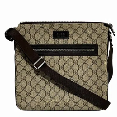 Pre-owned Gucci Beige Brown Pvc Leather Shoulder Bag () In Beige, Brown