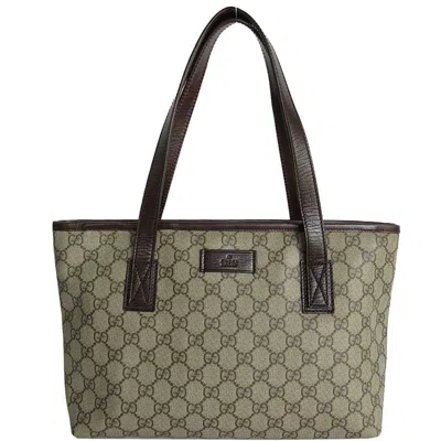 Pre-owned Gucci Beige Brown Pvc Leather Shoulder Bag Tote Bag () In Beige, Brown