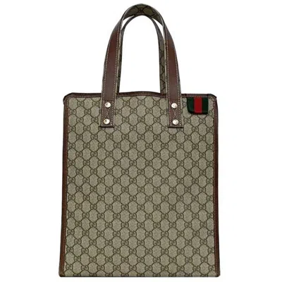 Pre-owned Gucci Beige Brown Pvc Leather Tote Bag ()