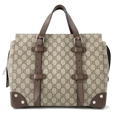 Pre-owned Gucci Beige Brown Pvc Leather Tote Bag ()