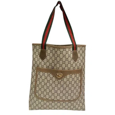 Pre-owned Gucci Beige Brown Pvc Leather Tote Bag ()
