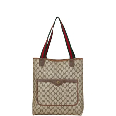 Pre-owned Gucci Beige Brown Pvc Leather Tote Bag ()