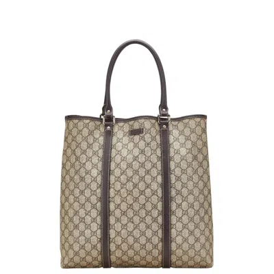 Pre-owned Gucci Beige Brown Pvc Leather Tote Bag ()