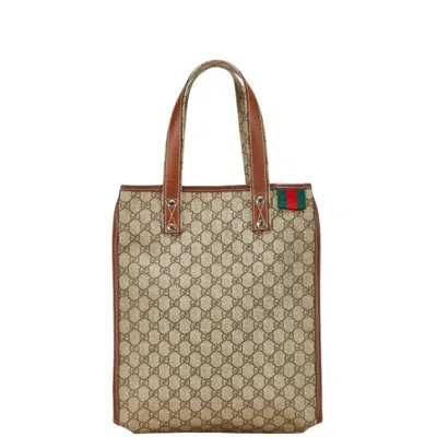 Pre-owned Gucci Beige Brown Pvc Leather Tote Bag () In Multi