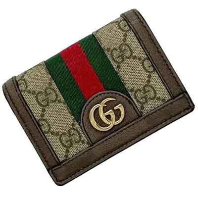 Pre-owned Gucci Beige Brown Pvc Leather Wallet (bi-fold) () In Multi