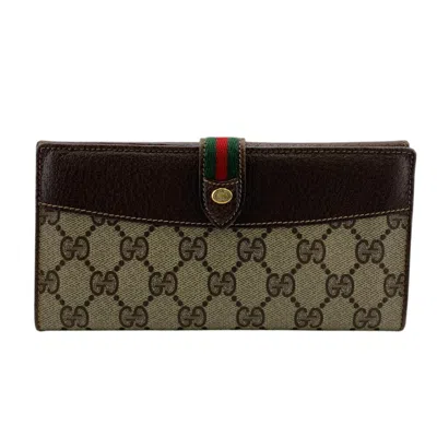 Pre-owned Gucci Beige Brown Pvc Long Wallet (bi-fold) () In Multi