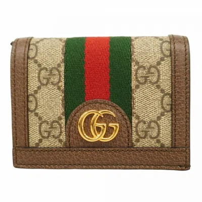 Pre-owned Gucci Beige Brown Pvc Wallet (bi-fold) () In Multi