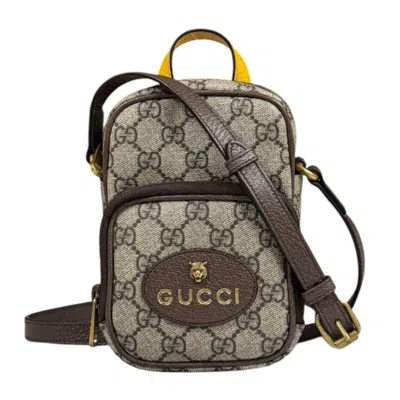 Pre-owned Gucci Beige Brown Yellow Gg Supreme Shoulder Bag ()