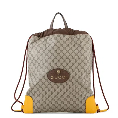 Pre-owned Gucci Beige Brown Yellow Pvc Leather Backpack ()