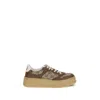 Gucci Textured Leather Sneakers With Branded Chunky Outsole In Brown