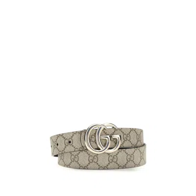 Gucci Beige Calf Leather Bos Taurus Regular Belt In Green