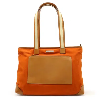 Pre-owned Gucci Beige Camel Orange Canvas Leather Shoulder Bag Tote Bag ()