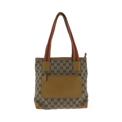 Pre-owned Gucci Beige Camel Orange Gg Canvas Handbag Tote Bag ()
