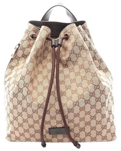Pre-owned Gucci Beige Canvas Backpack (authentic Pre-loved)