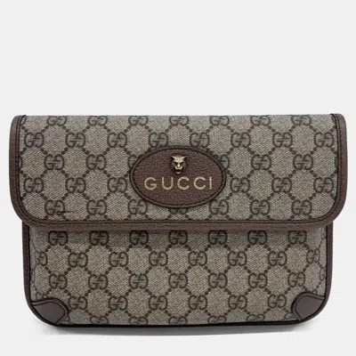 Pre-owned Gucci Beige Canvas Gg Supreme Belt Bag In Sand