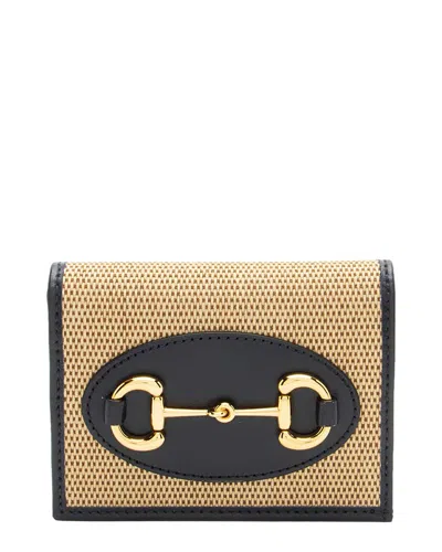 Pre-owned Gucci Beige Canvas Horsebit 1955 Card Case (authentic Pre-loved)