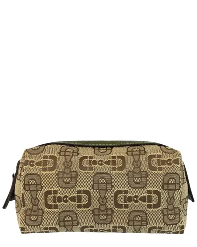Gucci Beige Canvas Horsebit Pouch (authentic Pre-loved) In Multi