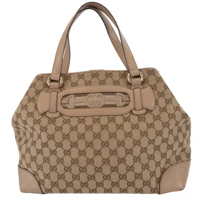Pre-owned Gucci Beige Canvas Leather Handbag Tote Bag ()
