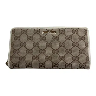 Pre-owned Gucci Beige Canvas Leather Long Wallet (bi-fold) () In Sand
