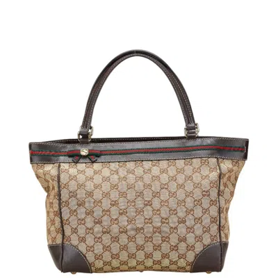 Pre-owned Gucci Beige Canvas Leather Tote Bag ()
