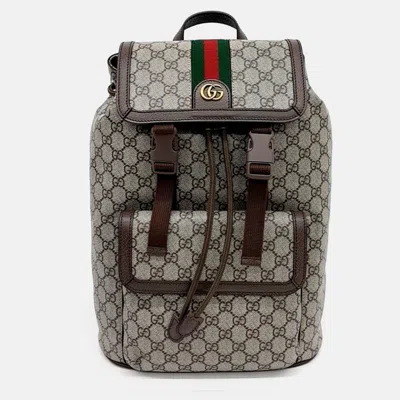 Pre-owned Gucci Beige Canvas Ophidia Small Backpack In Sand