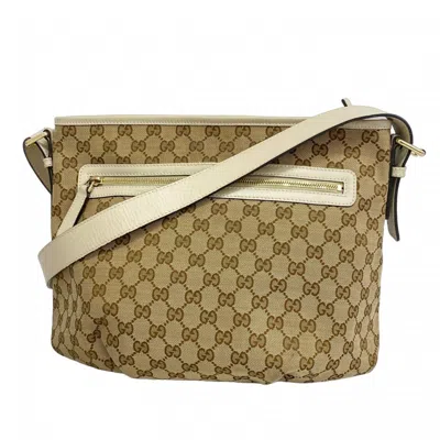 Pre-owned Gucci Beige Canvas Shoulder Bag () In Sand