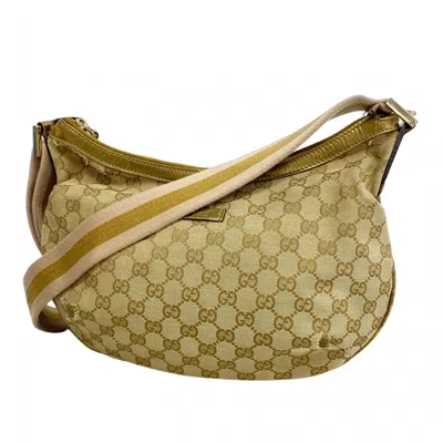 Pre-owned Gucci Beige Canvas Shoulder Bag () In Sand