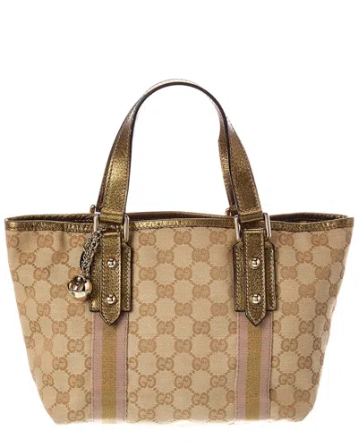 Pre-owned Gucci Beige Canvas Small Jolicoeur Tote (authentic Pre-loved)