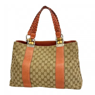 Pre-owned Gucci Beige Canvas Tote Bag () In Sand