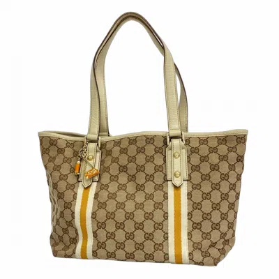 Pre-owned Gucci Beige Canvas Tote Bag () In Sand