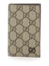 Gucci Beige Card Holder With All-over Gg Motif And Logo On The Front In Fabric Man In Brown