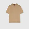 Gucci Cashmere And Silk Top With Intarsia In Neutral