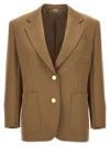 Gucci Oversized Wool Blazer With Back Clamp Detail In Beige