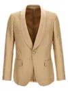 Gucci Men Clamp Jacquard Blazer In Beige