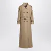 Gucci Beige Coat In Silk And Wool Gg Women In Cream