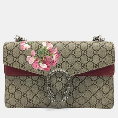 Pre-owned Gucci Beige Coated Canvas Dionysus Bloom Chain Shoulder Bag In Sand