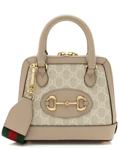 Pre-owned Gucci Beige Coated Canvas, Leather & Nylon Horsebit 1955 Mini Satchel  (authentic Pre-loved)