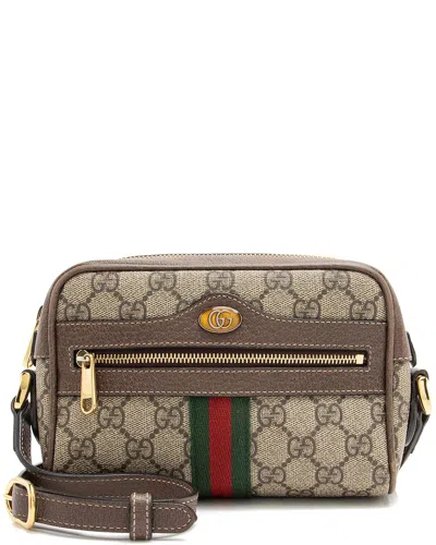 Gucci Beige Coated Canvas, Leather & Nylon Ophidia Mini Shoulder Bag  (authentic Pre-loved)