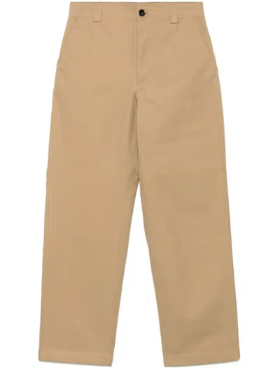 Gucci Beige Compact Cotton Twill Pants In Multicolor