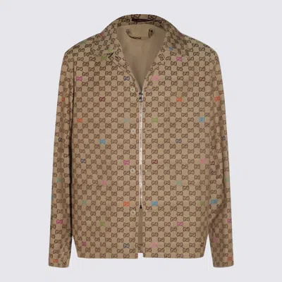 Gucci Beige Cotton Casual Jacket In Brown