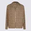Gucci Beige Shirt With Spread Collar And Two Front Welt Pockets In Gg Canvas Man In Sand