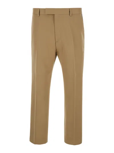 Gucci Cotton Gabardine Tailored Pants In Brown