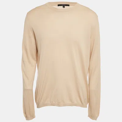 Pre-owned Gucci Beige Cotton Knit Crewneck Sweatshirt Xl