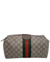 Gucci Beige Cotton Ophidia Clutch (authentic Pre-loved) In Gray