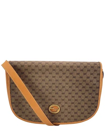 Gucci Beige Cotton Ophidia Shoulder Bag (authentic Pre-loved) In Brown