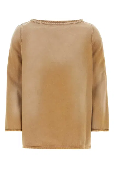 Gucci Beige Cotton Oversize T-shirt In Dustybrown