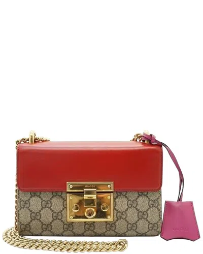 Pre-owned Gucci Beige Cotton Padlock Shoulder Bag (authentic Pre-loved)