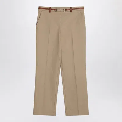 Gucci Beige Cotton Pant In Multi