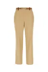 Gucci Cotton Trousers With Front Pleats And Belt Loops In Beige