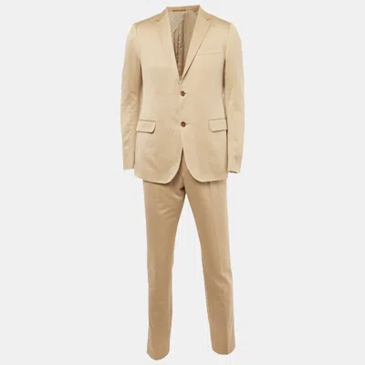 Pre-owned Gucci Beige Cotton Regular Fit Suit L In Sand